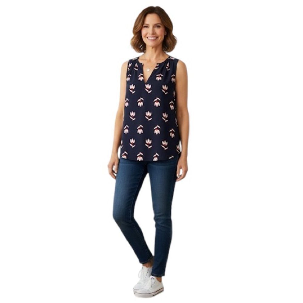 41 Hawthorn Navy Tiffany Floral Tulip Sleeveless Top